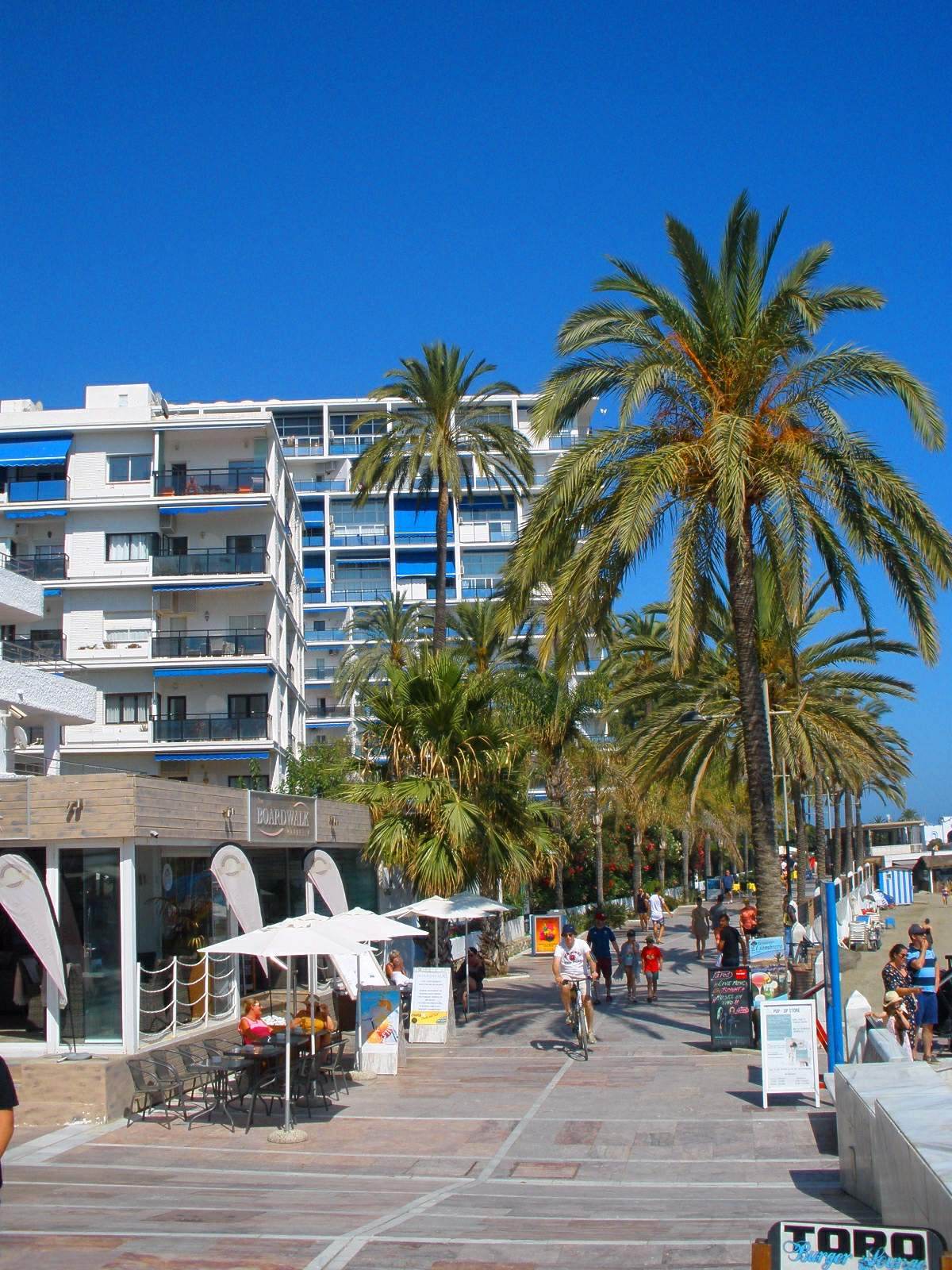 The Paseo Marítimo, Marbella's seafront promenade, in September